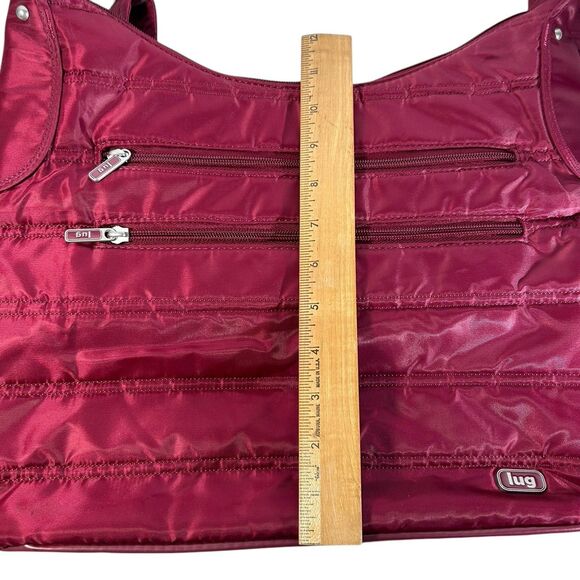 Lug Cable Car Cranberry Wine Bag Purse Quilted Adjustable Crossbody Hobo Zip Poc - Picture 13 of 14